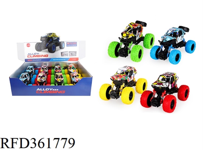 ALLOY OFF-ROAD GRAFFITI DOUBLE PULL BACK ALLOY CLIMBING CAR 8PCS