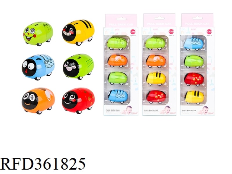 Q VERSION CARTOON ALLOY PULL BACK CAR 4PCS