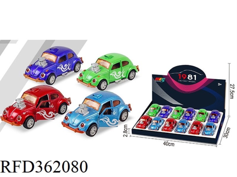 1:36 BEETLE MODIFIED VERSION SIMULATION ALLOY CAR 12PCS