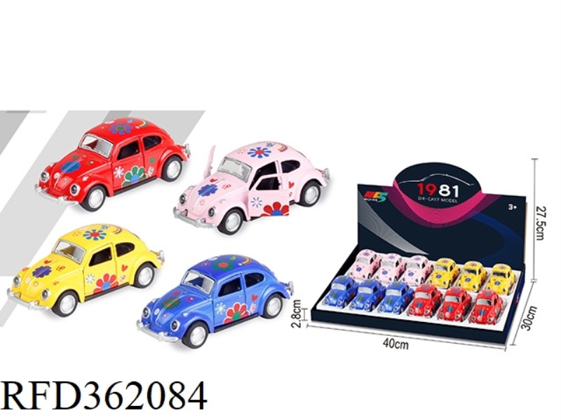 1:36 BEETLE CLASSIC LOVE SIMULATION ALLOY CAR 12PCS