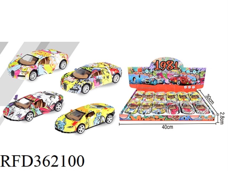 1:32 LAMBORGHINI BUGATTI GRAFFITI SIMULATION ALLOY CAR MIXED 12PCS
