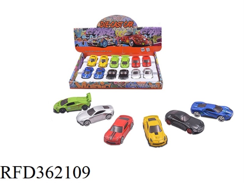 1:64 ALLOY SLIDING SPORTS CAR 12PCS