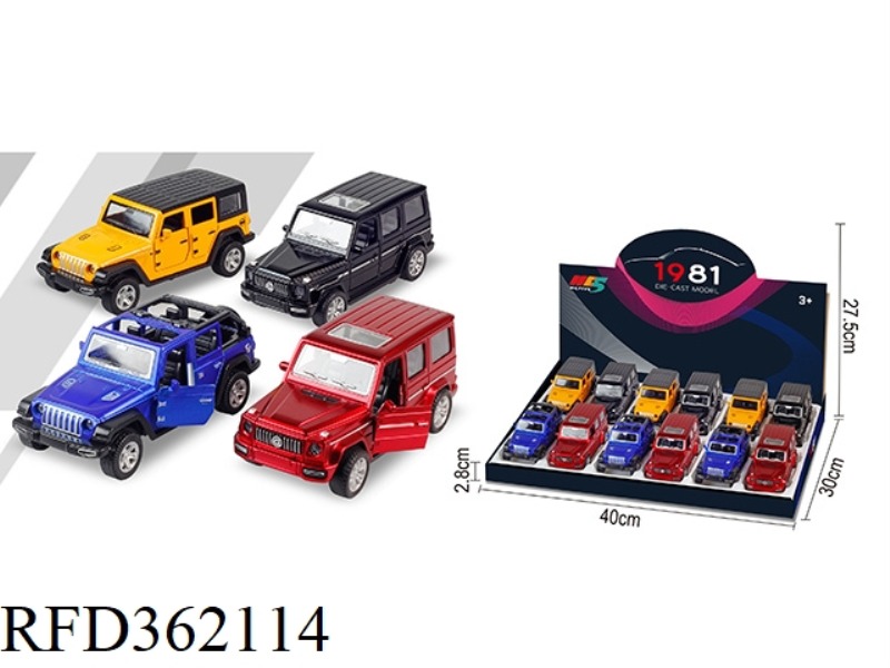 1:36 MERCEDES-BENZ G WRANGLER SIMULATION ALLOY CAR MIXED 12PCS