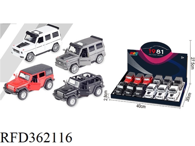 1:36 MERCEDES-BENZ G WRANGLER BIG WHEEL SIMULATION ALLOY CAR MIXED 12PCS