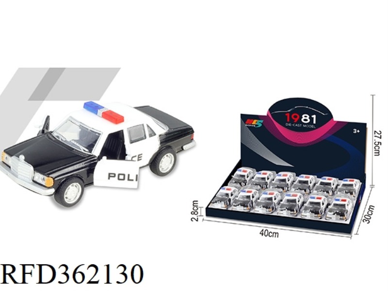 1:32 MERCEDES-BENZ W123 POLICE CAR SIMULATION ALLOY CAR 12PCS