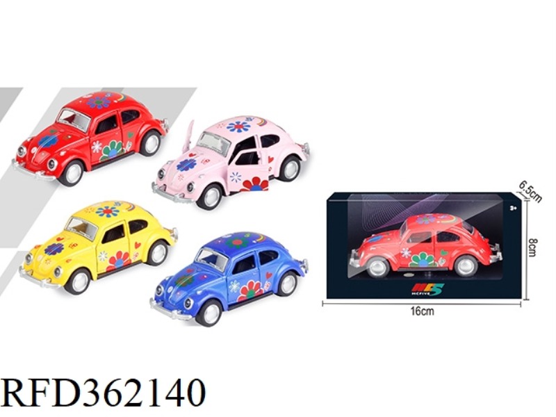 1:36 BEETLE CLASSIC LOVE RETRO ALLOY CAR 4 COLOR MIX