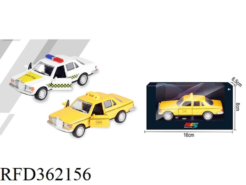 1:32 MERCEDES-BENZ W123 RETRO TAXI/POLICE CAR MIXED ALLOY CAR