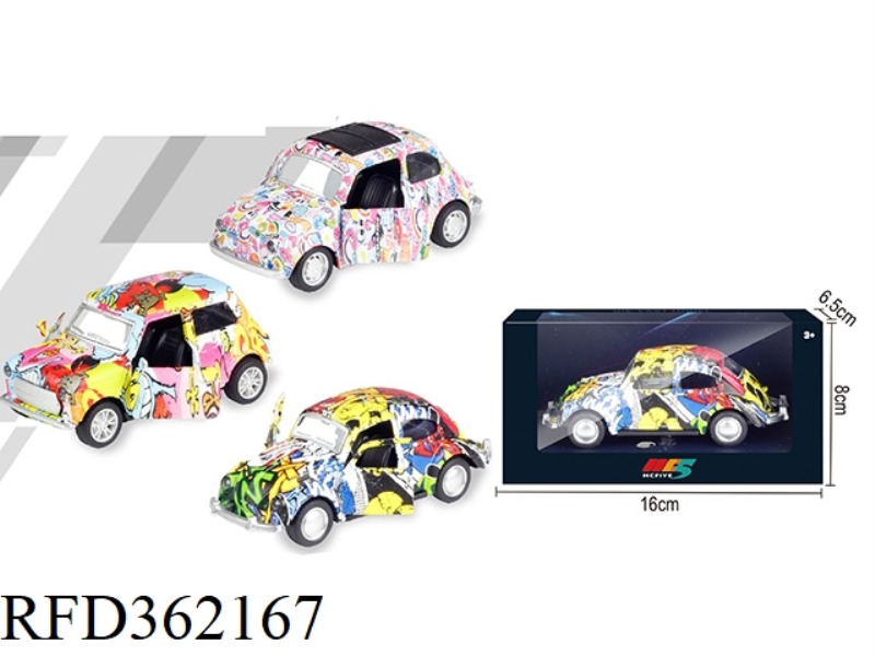 1:36 BEETLE/MINI/FIAT500 GRAFFITI SIMULATION ALLOY CAR
