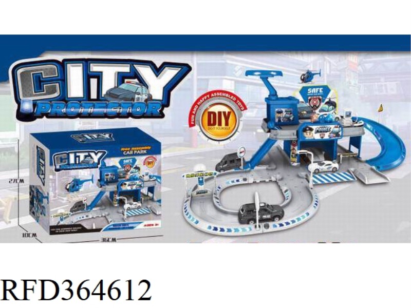 DIY BOTTLED POLICE PARKING LOT: 2 ALLOY CARS AND 1 ALLOY AIRPLANE