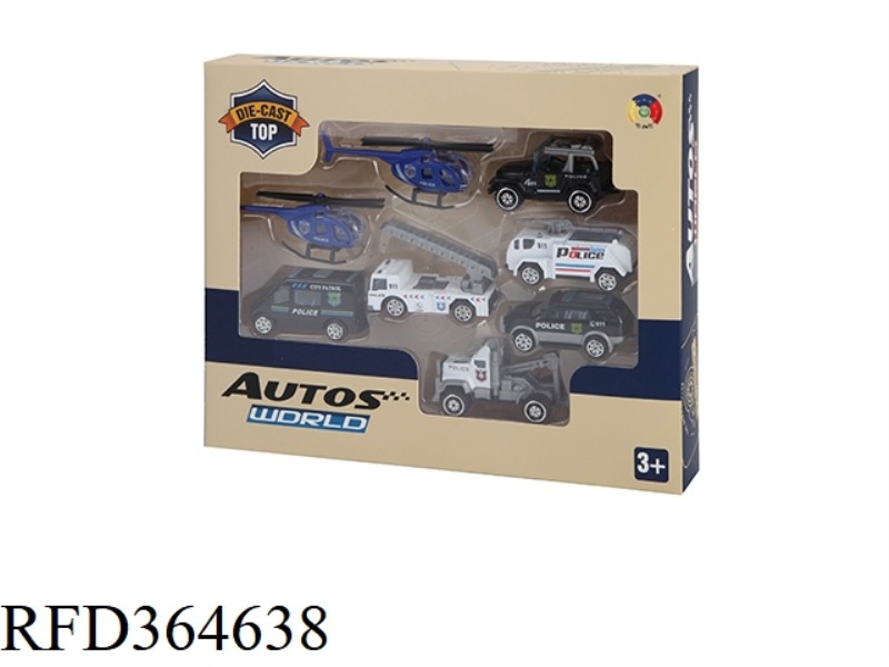 2 ALLOY AIRPLANES WITH 6 ALLOY POLICE CARS