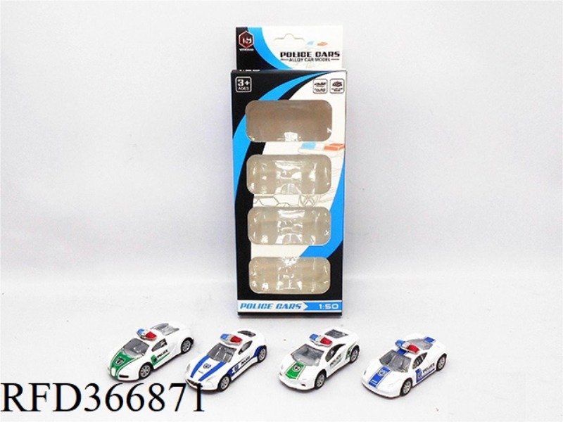 ALLOY PULL BACK POLICE CAR (PACK OF 4)