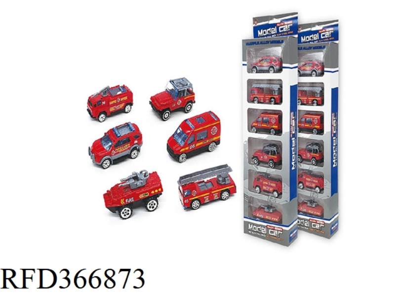 6 ALLOY FIRE TRUCKS (RED)