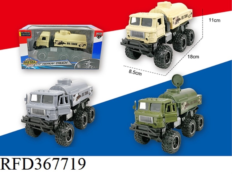 THE FORMER SOVIET UNION TRUCK OPENED THE DOOR TO PULL BACK THE ARMY TRUCK OIL TANKER