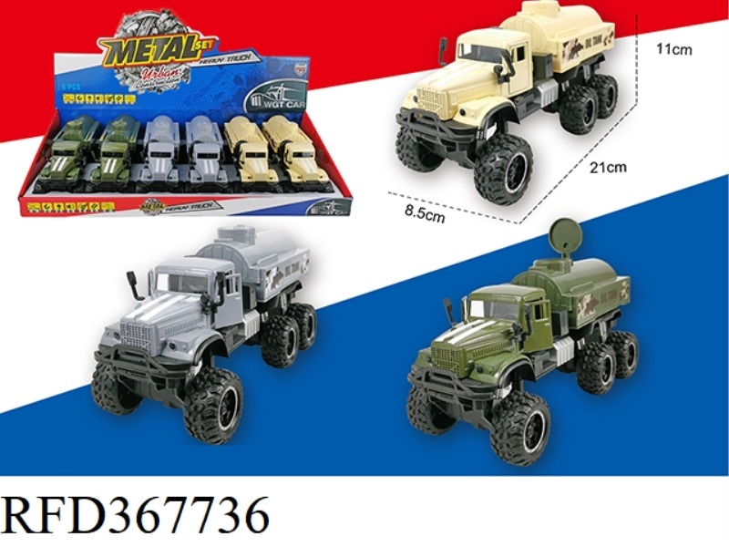 KLASS OPEN DOOR PULL BACK ARMY TRUCK 6PCS