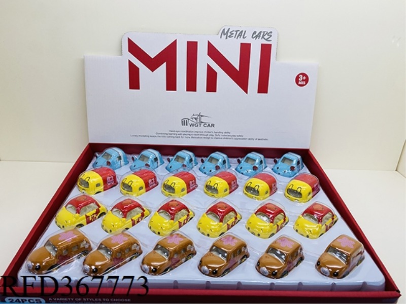 ALLOY Q VERSION PULL BACK CARTOON FOUR MIXED (24PCS/DISPLAY BOX)