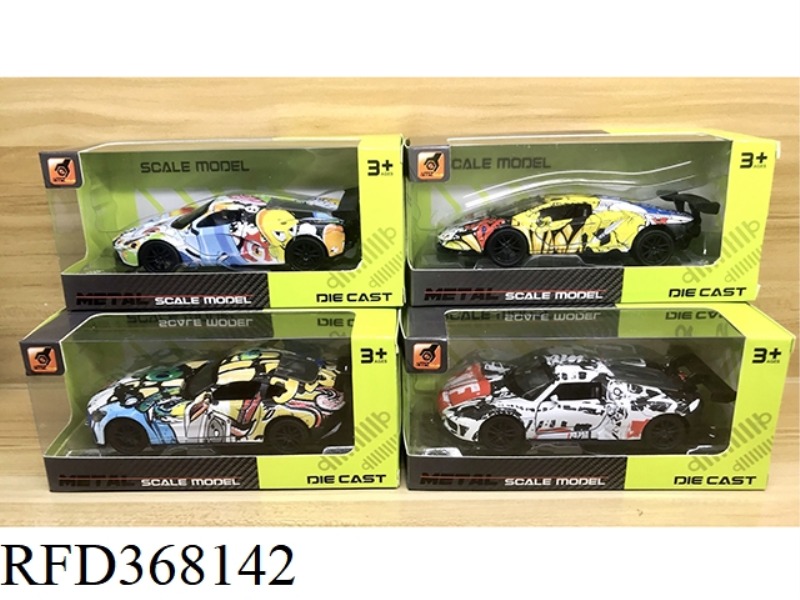 SOUND AND LIGHT OF ALLOY PULL BACK SPORTS CAR (GRAFFITI) (1:36)