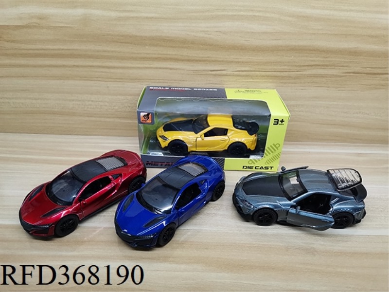 ALLOY PULL BACK SOUND AND LIGHT THREE-DOOR SPORTS CAR (1:36)