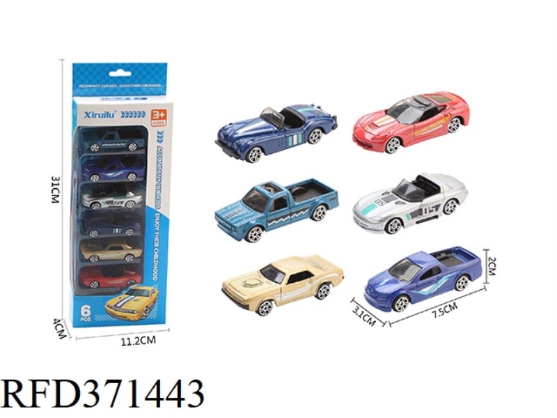 1:64 CITY CAR SLIDING ALLOY CAR SIX PACKS