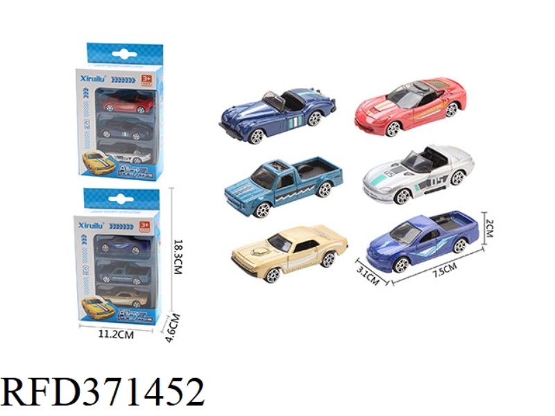 1:64 SLIDING ALLOY CAR THREE PACKS (CITY CAR)
