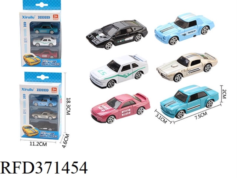 1:64 SLIDING ALLOY CAR THREE PACKS (RETRO FAMOUS CAR)