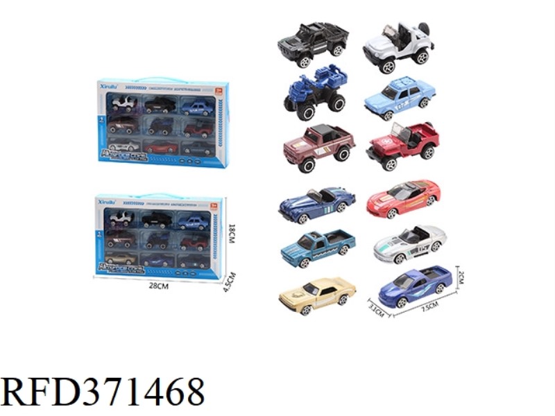 1:64 SLIDING ALLOY CAR WITH NINE PACKS (BEACH OFF-ROAD, CITY CAR)