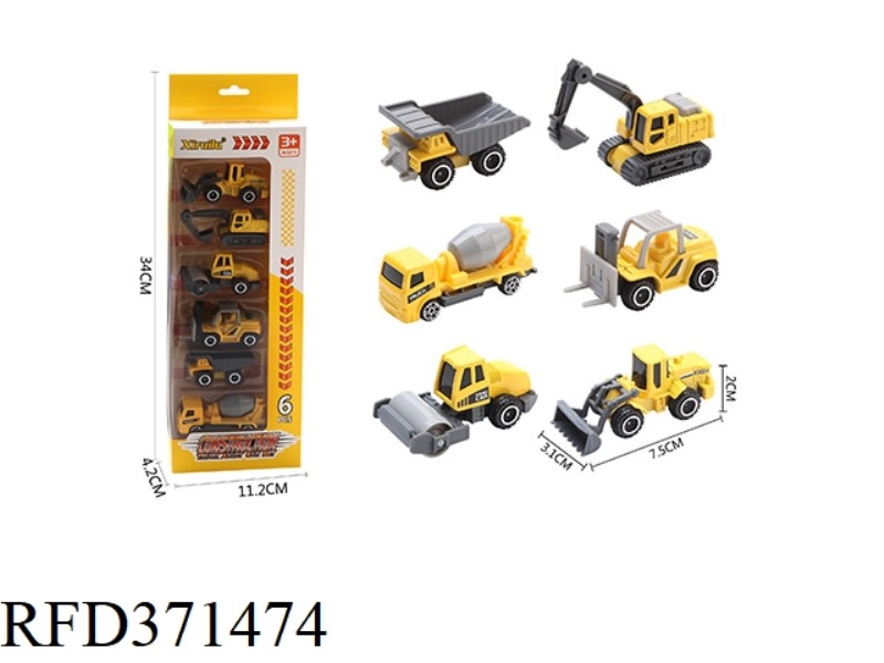 1:64 SLIDING ENGINEERING ALLOY CAR SIX PACKS