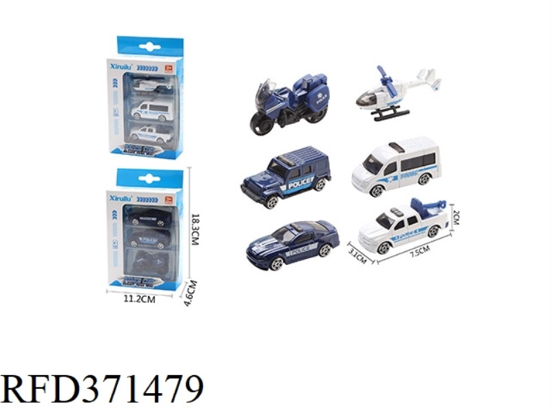 1:64 SLIDING ALLOY CAR WITH THREE PACKS (POLICE CAR)