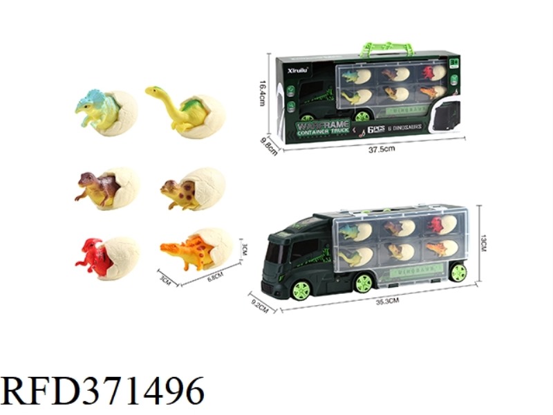WAR ARMOR CONTAINER TRUCK WITH 6 (ENVIRONMENTALLY FRIENDLY PVC SOFT RUBBER) DINOSAUR EGGS(SLIDING, D