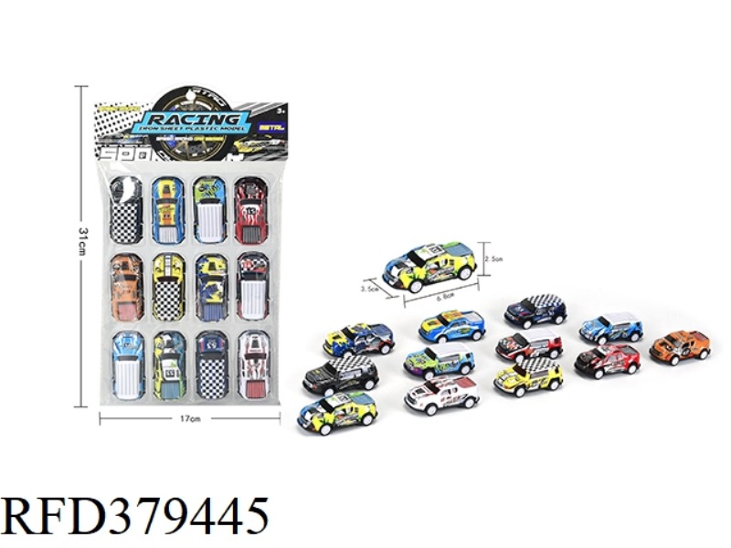 SLIDING METAL CAR 12PCS