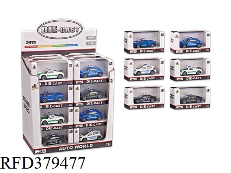 1:55 ALLOY PULL BACK POLICE CAR 24PCS