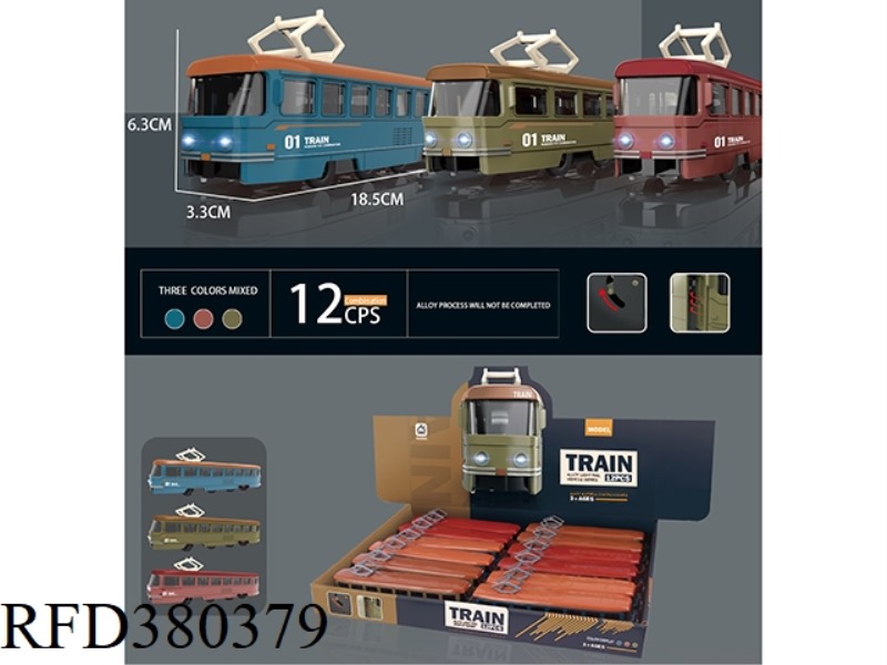 ALLOY TRAIN LIGHT MUSIC PULL BACK 12PCS