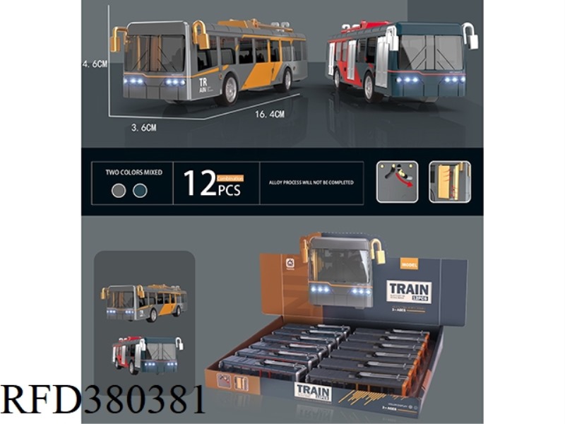 ALLOY TRAM LIGHT AND MUSIC PULL BACK 12PCS