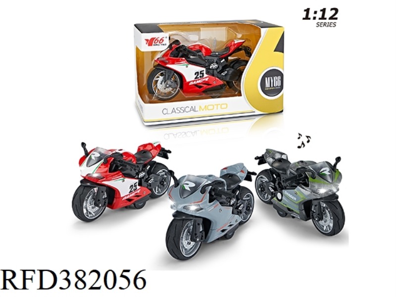 1:12 ALLOY PULL BACK DUCATI MOTORCYCLE WITH LIGHT AND MUSIC 3 COLORS MIXED