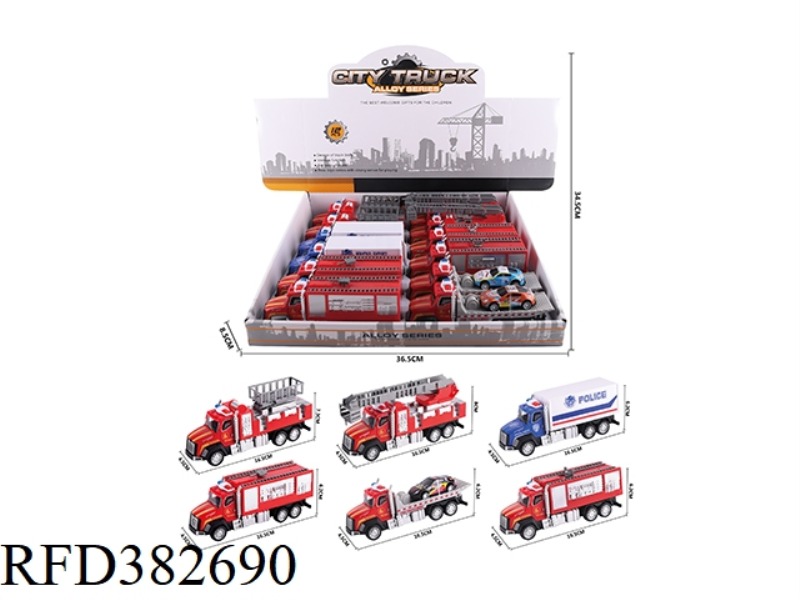 ALLOY PULL BACK FIRE FIGHTING SERIES 12PCS