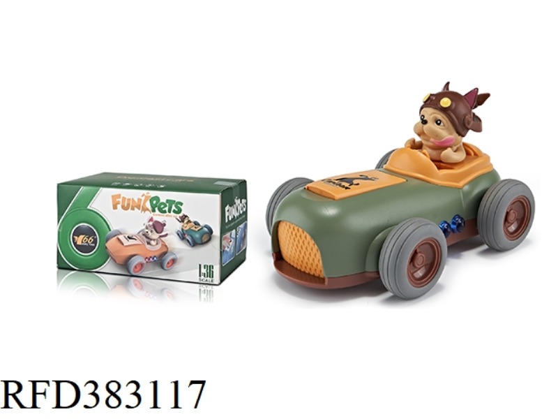 1:36Q VERSION OF ALLOY CARTOON DOG PULL BACK SWING CAR WITH LIGHT AND MUSIC