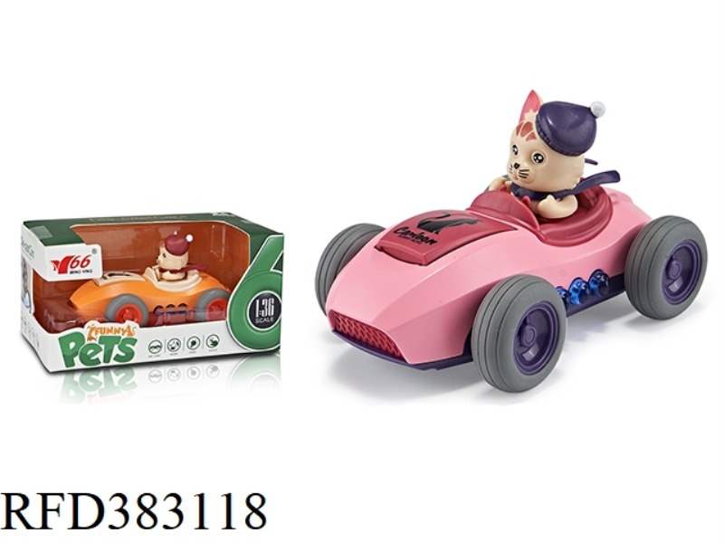 1:36Q VERSION OF ALLOY CARTOON CAT PULL BACK SWING CAR WITH LIGHT AND MUSIC