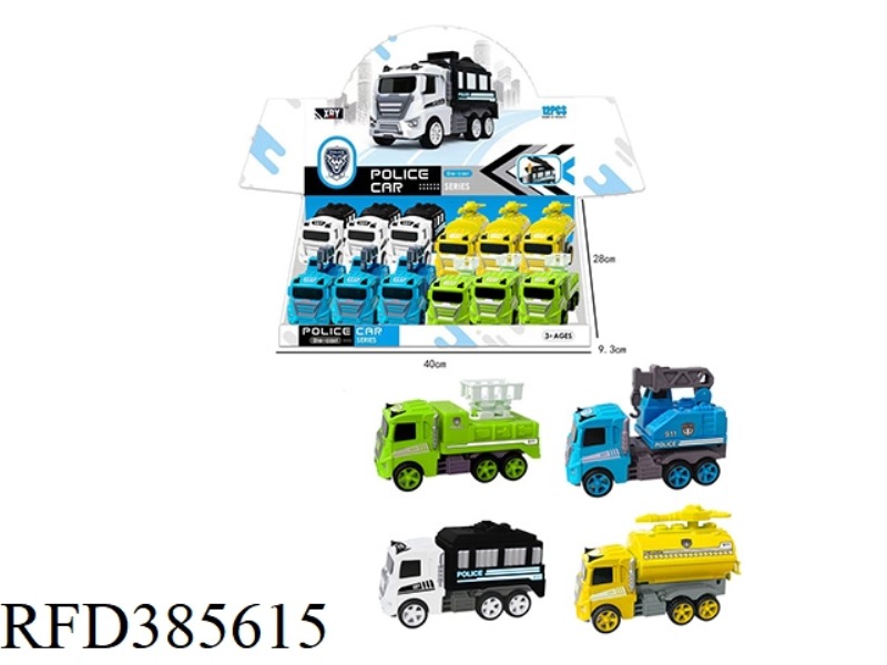 ALLOY INERTIAL POLICE CAR 12PCS