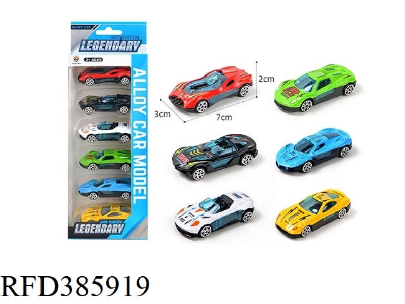ALLOY SLIDING RACE CAR 6 PACKS