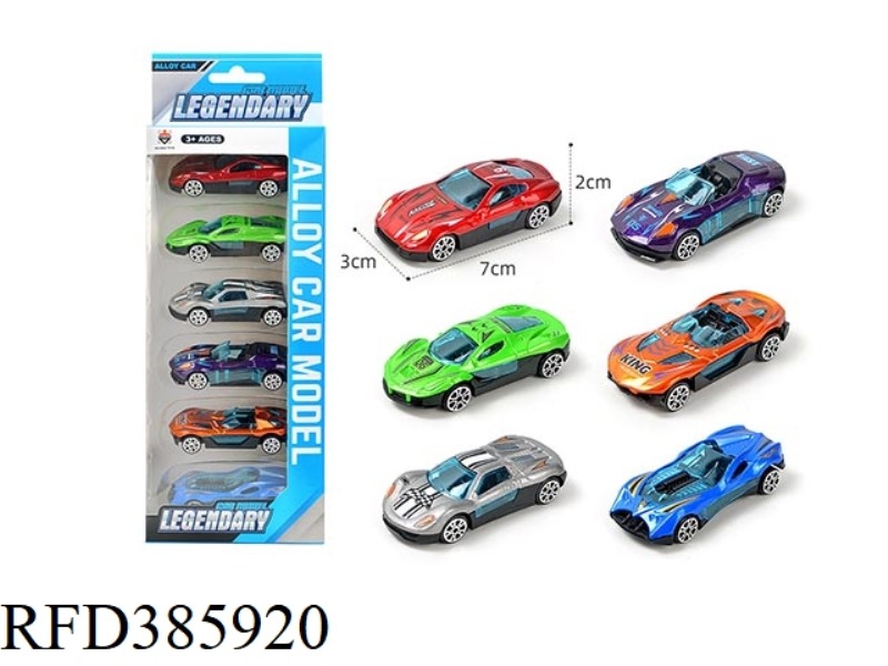 ALLOY SLIDING RACE CAR 6 PACKS