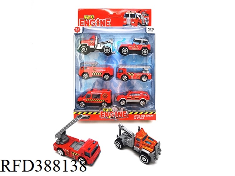 6 ALLOY SLIDING FIRE TRUCKS