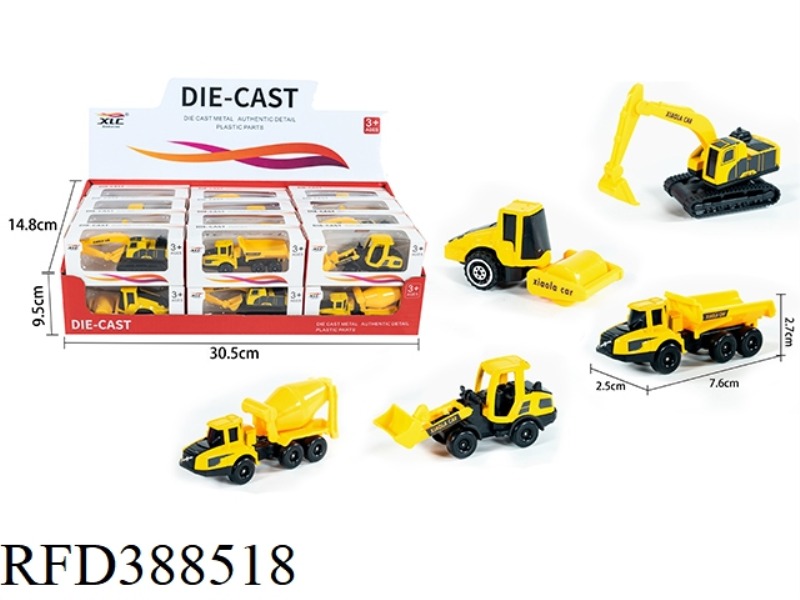 5 SLIDING ALLOY ENGINEERING VEHICLES 24PCS