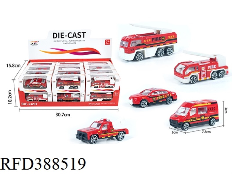 5 TYPES OF SLIDING ALLOY FIRE TRUCK 24PCS