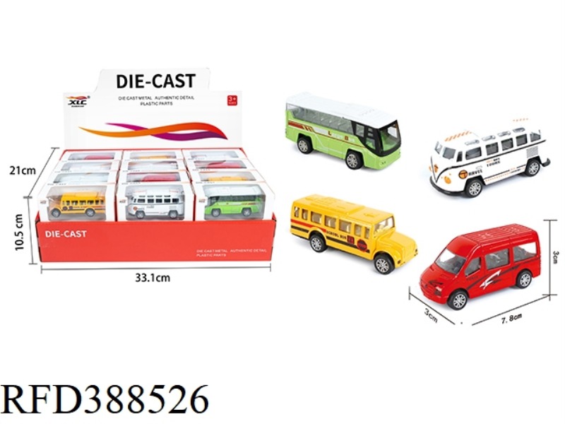 4 ALLOY PULL BACK BUSES 24PCS