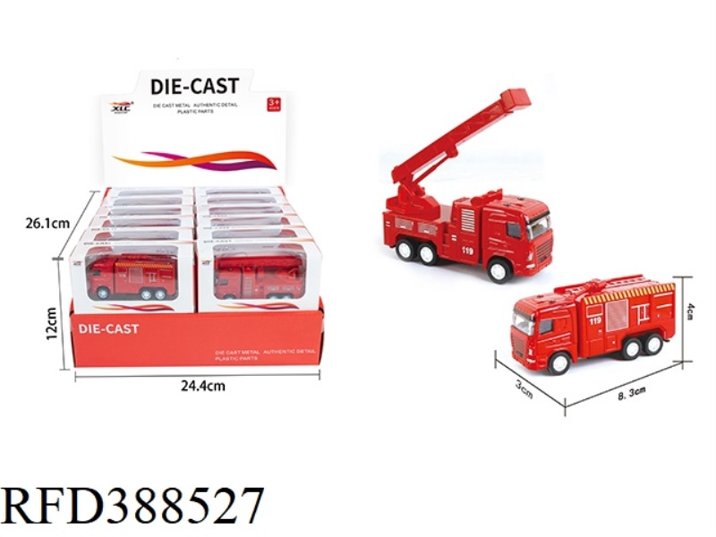 2 ALLOY PULL BACK FIRE TRUCKS 24PCS