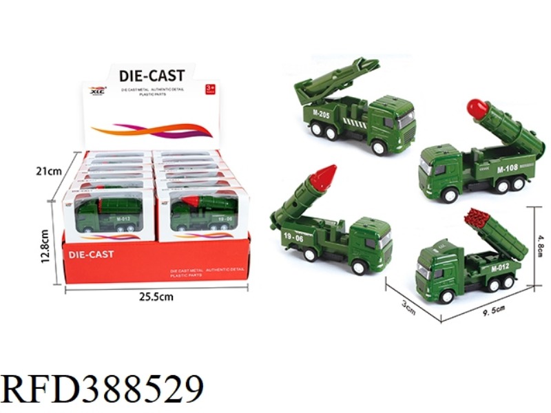 4 ALLOY PULL BACK MILITARY VEHICLES 24PCS