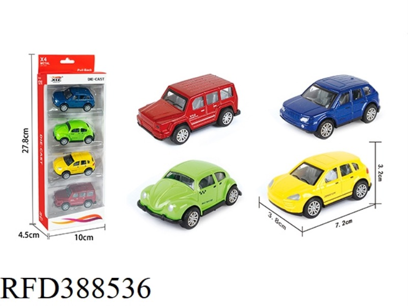 4 ALLOY PULL BACK SUV RACING CARS (4 VILLAGES)
