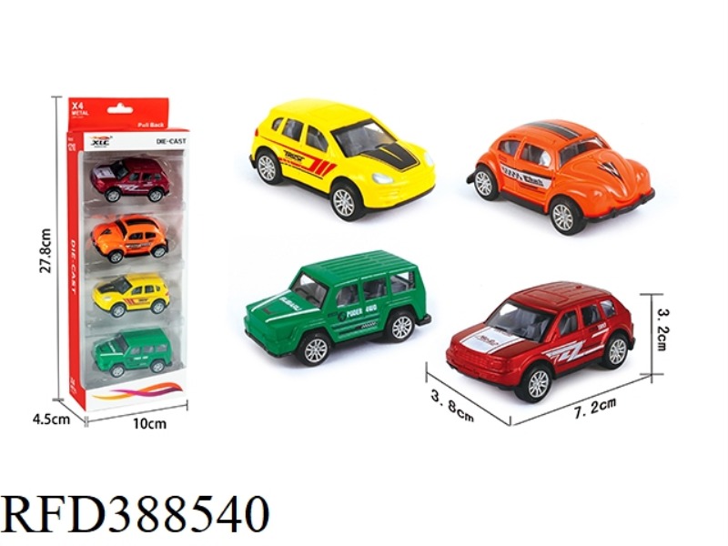 4 ALLOY PULL BACK SUV RACING CARS (4 VILLAGES)