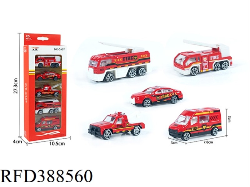 5 SLIDING ALLOY FIRE TRUCKS
