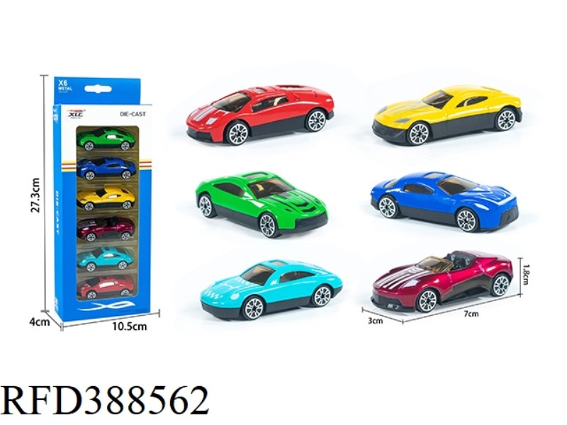 6 SLIDING ALLOY SPORTS CARS