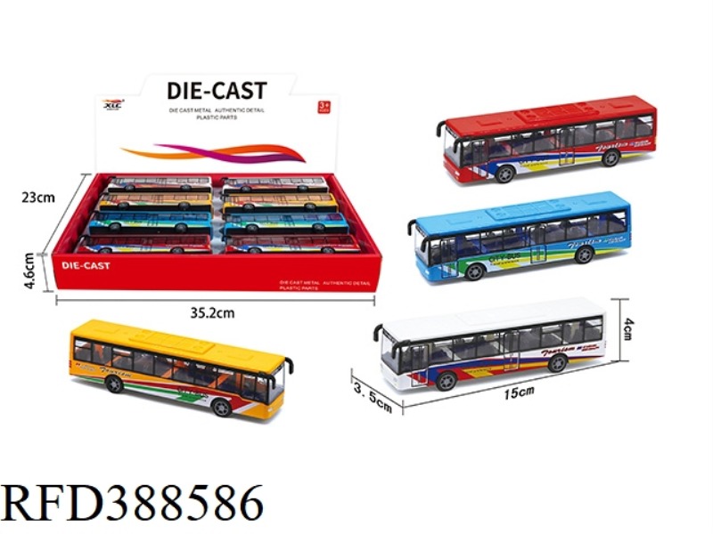 4-COLOR ALLOY PULL BACK BUS 8PCS